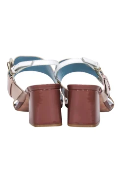 Frances Valentine - Tan, Beige, & Brown Patent Leather Strappy Sandals Sz 7.5
