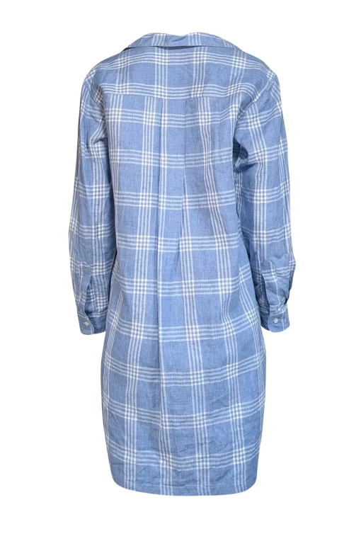 Frank & Eileen - Blue & White Plaid Linen Blend Shirtdress Sz S