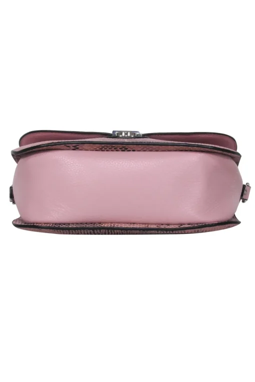 Frederic Paris - Pink Snakeskin Print Crossbody Bag