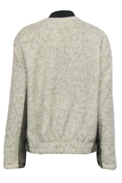 Free People - Beige Faux Sherpa Zip-Up Jacket w/ Olive Trim Sz S