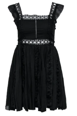 Free People - Black Mini Dress w/ Lace Detailing Sz XS