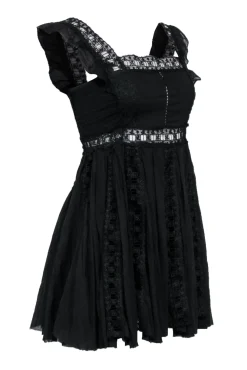 Free People - Black Mini Dress w/ Lace Detailing Sz XS