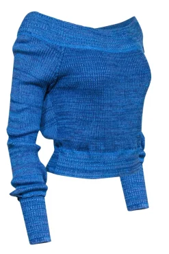 Free People - Blue & Purple Marbled Off-the-Shoulder Sweater Sz XS