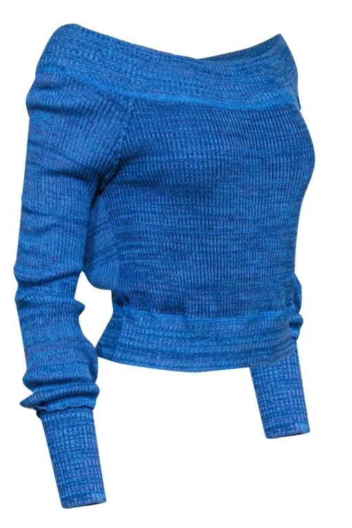Free People - Blue & Purple Marbled Off-the-Shoulder Sweater Sz XS