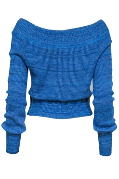 Free People - Blue & Purple Marbled Off-the-Shoulder Sweater Sz XS
