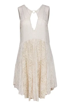 Free People - Ivory Lace Empire Waist Sleeveless Mini Dress Sz M