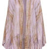 Free People - Lavender & Brown Cotton Blend Ruffled Cardigan Sz M/L
