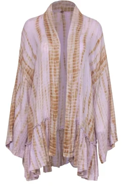 Free People - Lavender & Brown Cotton Blend Ruffled Cardigan Sz M/L