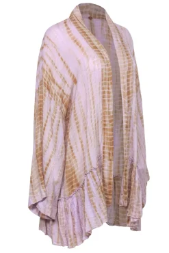 Free People - Lavender & Brown Cotton Blend Ruffled Cardigan Sz M/L