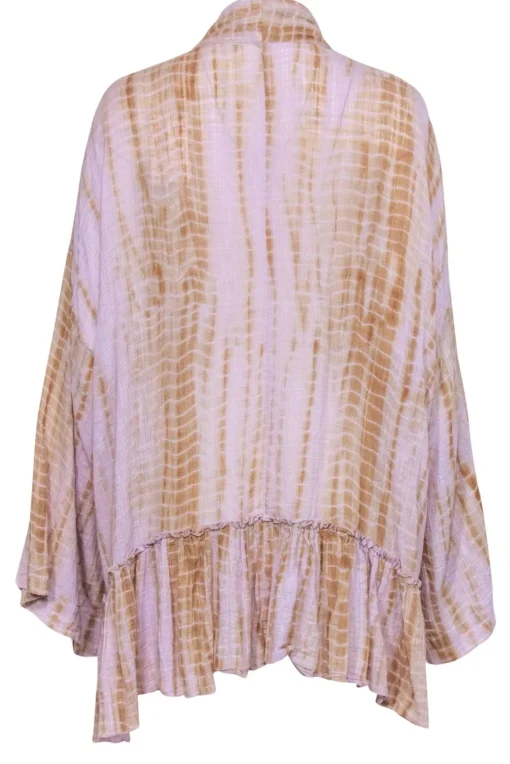 Free People - Lavender & Brown Cotton Blend Ruffled Cardigan Sz M/L