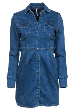 Free People - Medium Wash Denim Button-Up Shirt Dress Sz S