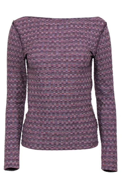 Free People - Purple Marble Knit Sweater w/ Boat Neckline Sz S