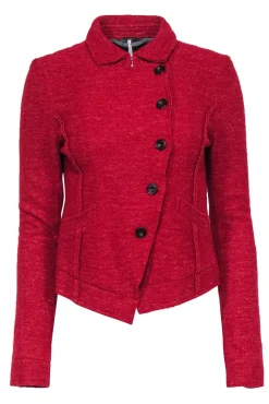 Free People - Red Wool Blend Button-Front Jacket Sz S