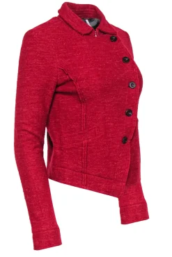 Free People - Red Wool Blend Button-Front Jacket Sz S