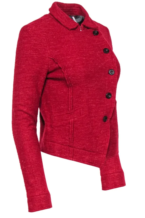 Free People - Red Wool Blend Button-Front Jacket Sz S