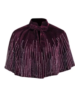 Free People - Wine Red Crushed Velvet Caplet w/ Beading OS