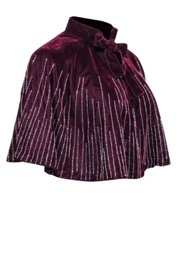 Free People - Wine Red Crushed Velvet Caplet w/ Beading OS