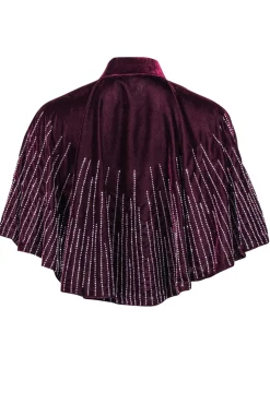 Free People - Wine Red Crushed Velvet Caplet w/ Beading OS