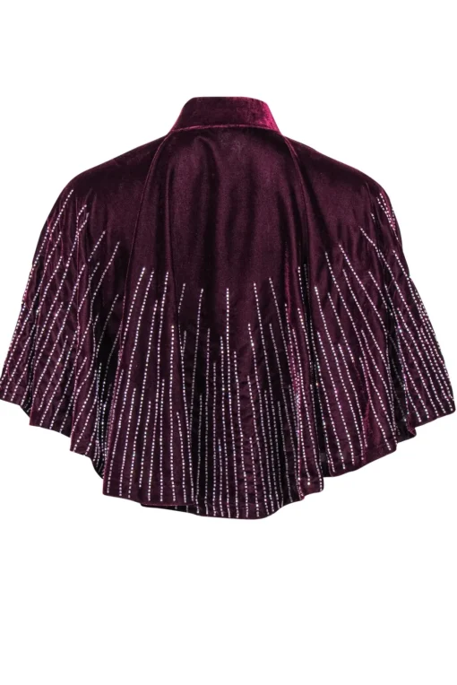 Free People - Wine Red Crushed Velvet Caplet w/ Beading OS