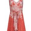 Free People Intimately - Orange & Ivory V-Neck Dress w/ Lace Detail Sz XS