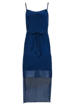 French Connection - Blue Silk "Selene" Slip Dress w/ High-Low Hem Sz 0