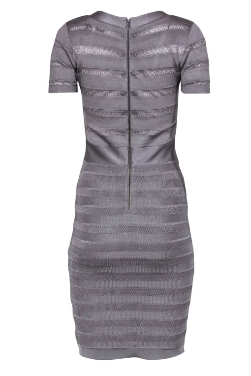French Connection - Gray Striped Bandage Dress w/ Cutout Texture Sz 8