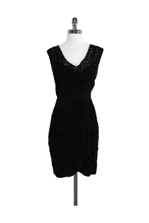 Frock! by Tracy Reese - Black Velvet Leopard Print Dress Sz 2