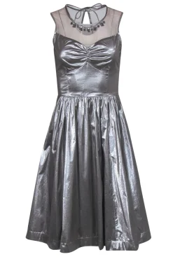 Frock! by Tracy Reese - Silver Metallic Sleeveless Dress Sz 4