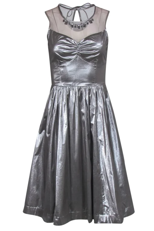 Frock! by Tracy Reese - Silver Metallic Sleeveless Dress Sz 4