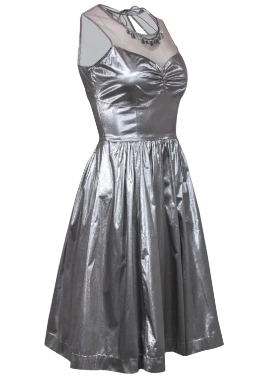 Frock! by Tracy Reese - Silver Metallic Sleeveless Dress Sz 4
