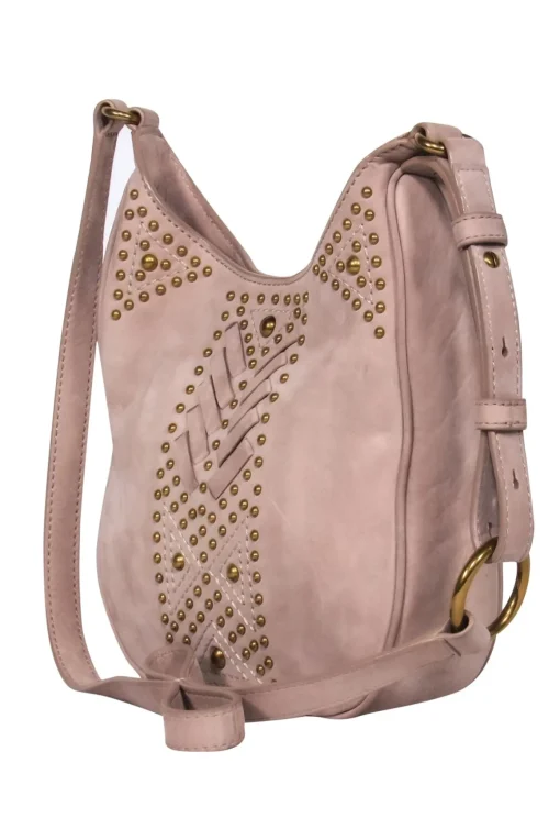 Frye - Taupe Crossbody Bag w/ Gold-Toned Studs