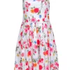 Gal Meets Glam - White w/ Pink & Red Floral Print Sleeveless Dress Sz 6