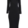 Galvan London - Black Ribbed Knit Off-the-Shoulder Sweetheart Dress Sz XS