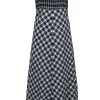 Ganni - Black & White Plaid Mock Strapless Maxi Dress Sz 8