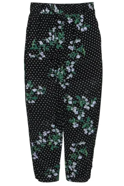 Ganni - Black Floral Print & Polka Dot Skinny “Rometty Georgette” Pants Sz 2