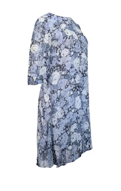 Ganni - Blue & Navy Floral Print Georgette Mini Dress Sz 6