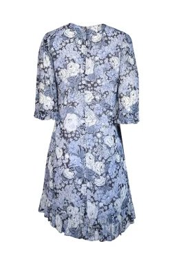 Ganni - Blue & Navy Floral Print Georgette Mini Dress Sz 6