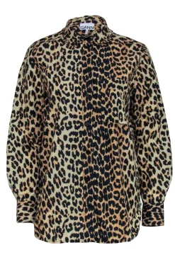 Ganni - Brown & Black Leopard Print Button Front Shirt Sz 6