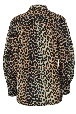 Ganni - Brown & Black Leopard Print Button Front Shirt Sz 6