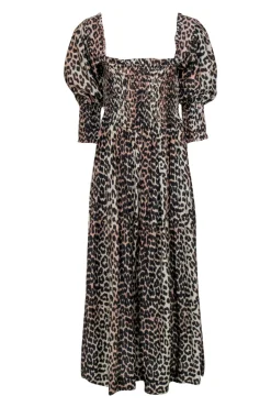 Ganni - Tan & Black Leopard Print Maxi Dress Sz 8