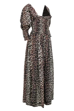 Ganni - Tan & Black Leopard Print Maxi Dress Sz 8
