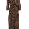 Ganni - Tan & Black Tiger Print Wrap Dress Sz S