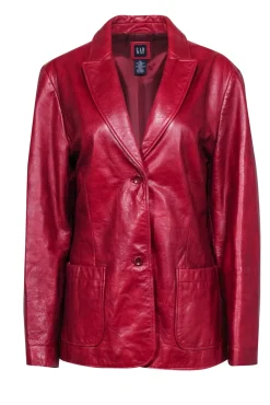 GAP - Red Textured Leather Vintage Jacket Sz XL