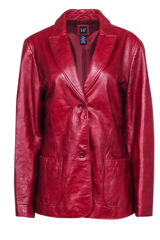 GAP - Red Textured Leather Vintage Jacket Sz XL
