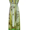 Geisha Designs - Green & Ivory Forest Printed Illusion Gown w/ Beading Sz M