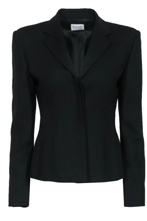 Gianfranco Ferre - Black Slim Blazer w/ Padded Shoulders Sz 6