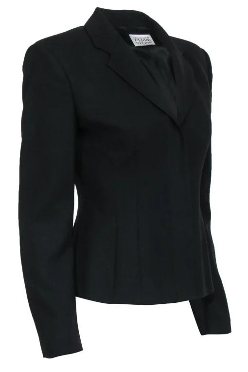 Gianfranco Ferre - Black Slim Blazer w/ Padded Shoulders Sz 6