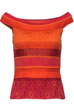 Gianfranco Ferre - Orange Metallic Textured Knit Tank Sz 4