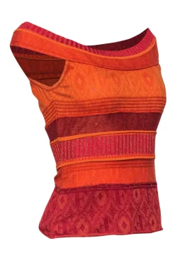 Gianfranco Ferre - Orange Metallic Textured Knit Tank Sz 4
