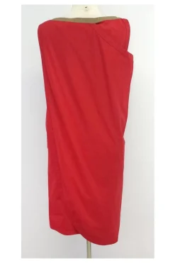 Gianni Versace - Red Cotton Sleeveless Asymmetrical Dress Sz M